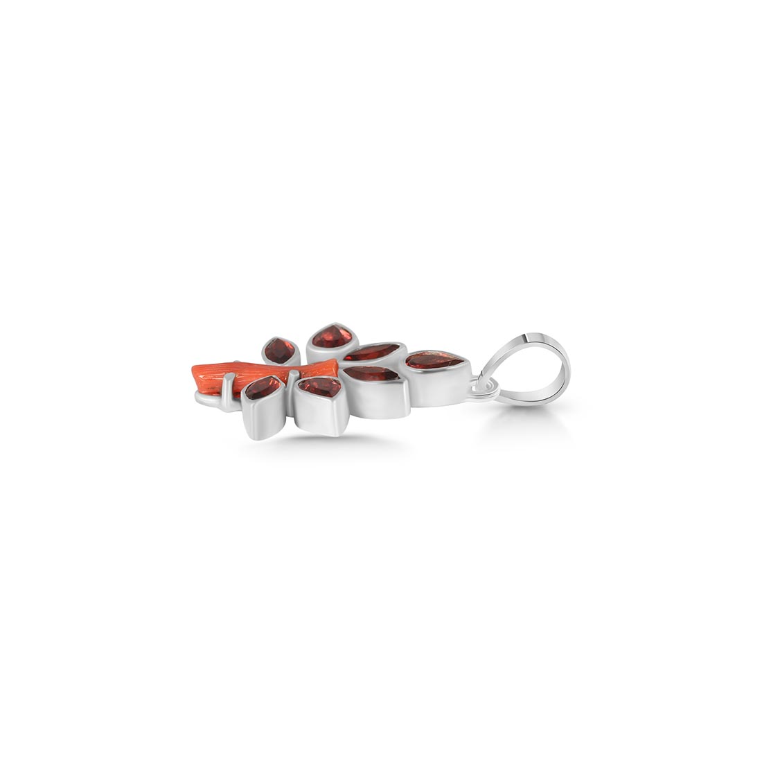 Red Coral & Garnet Pendant-(COR-P-23)